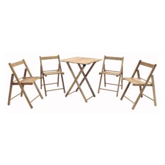 An Image of Lille 4 Seater Folding Bistro Set Natural