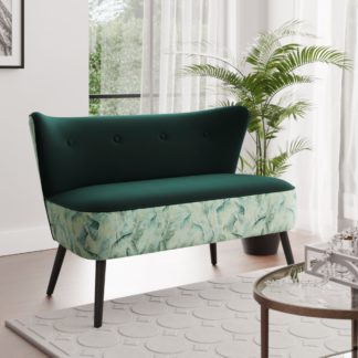 An Image of Eliza Malawi Jacquard Velvet 2 Seater Sofa Green