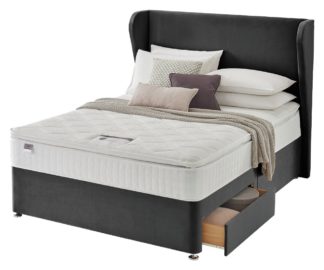 An Image of Silentnight 1000 Pkt Memory Double 2 Drw Divan Bed- Charcoal