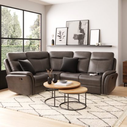 b466aefc590ef444831acf50ec2efdec592fa11023a49388c42892fe753eb2ad.jpg An Image of Monte Faux Suede Reclining Corner Sofa Slate (Grey)