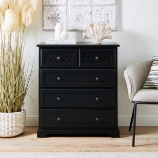 An Image of Carys Black 5 Drawer Chest Grey