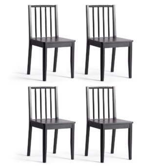 An Image of Habitat Nel Solid Wood Spindle Chairs - Black