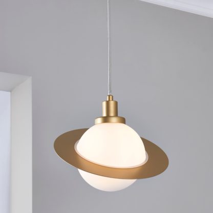 An Image of Saturn 1 Light Pendant Ceiling Fitting Blue