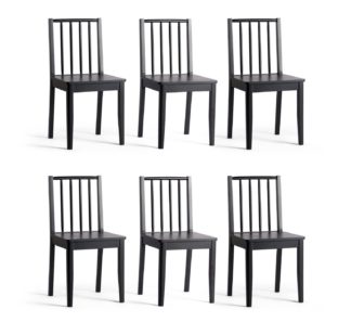 An Image of Habitat Nel Solid Wood Spindle Chairs - Black