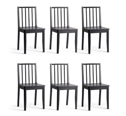 An Image of Habitat Nel Solid Wood Spindle Chairs - Black