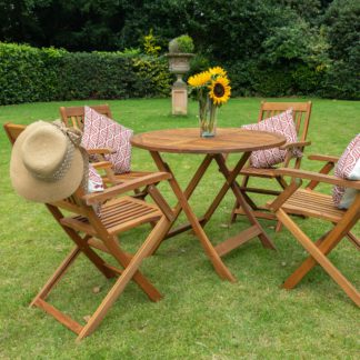 An Image of Henley 4 Seater Round Dining Set Natural Wood