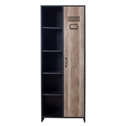 An Image of Black Single Wardrobe with Side Shelves Black