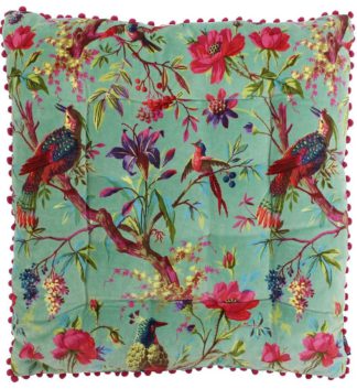 An Image of 'Paradise' Nature Print Velvet Cushion