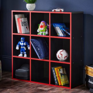 An Image of Black 9 Cube Storage Unit Red