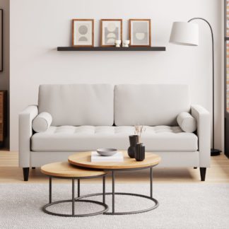An Image of Zoe Light Grey Boucle 3 Seater Sofa Bed Grey