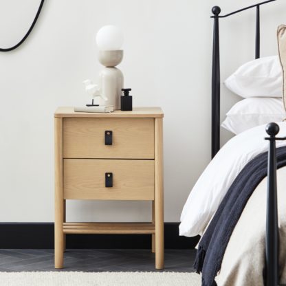 An Image of Henry Oak 2 Drawer Bedside Table Light Oak