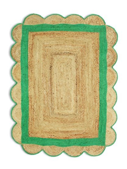 An Image of Habitat Jute Scallop Border Rug - Natural - 120x160cm