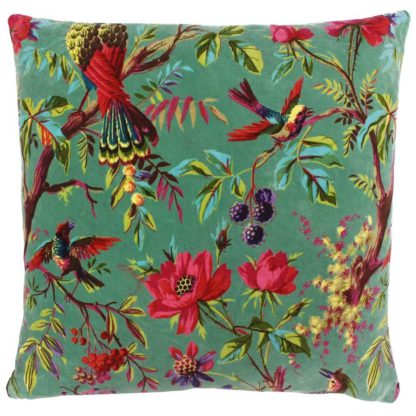 An Image of 'Paradise' Nature Print Velvet Cushion