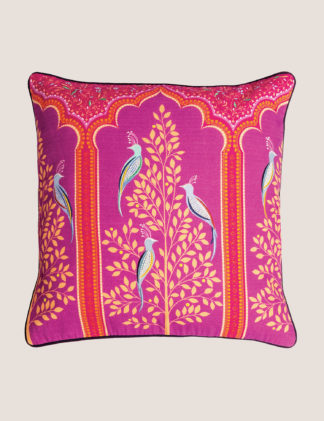 An Image of Sara Miller Pure Cotton Scalloped Archways Cushion