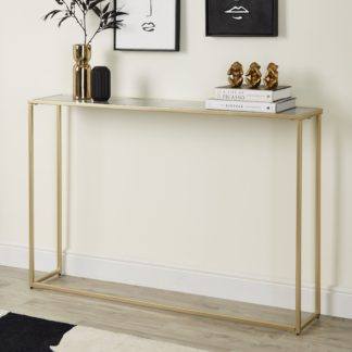 An Image of Sullivan Gold Marble Effect Wide Slim Console Black