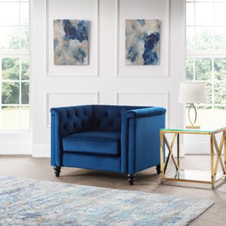 An Image of Sandringham Velvet Chair Blue
