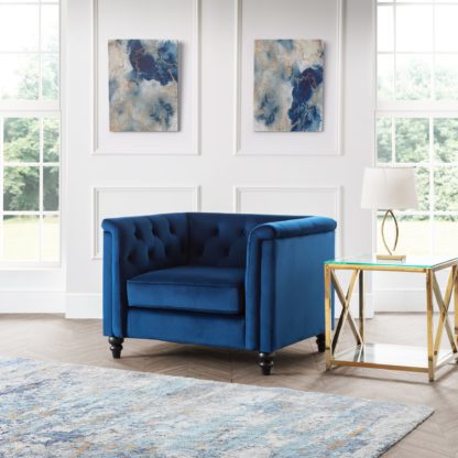 cf8e54f627960116a6d2d7c28d0f136d253c8021f6a5b35cdbb82ea9847b2189.jpg An Image of Sandringham Velvet Chair Blue