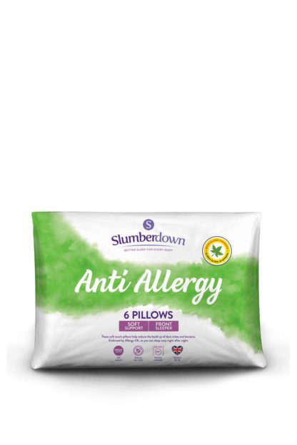 An Image of 4 Pack Anti Allergy Medium Support Pillows