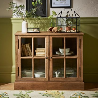 An Image of Small Glazed Display Cabinet Wood (Brown)