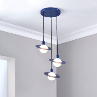 An Image of Saturn 3 Light Cluster Ceiling Fitting Blue