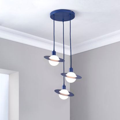 d316061a0e198d4fe72a79fe0427346844ffa74e4904be45a34eaa3ee4f9b763.jpg An Image of Saturn 3 Light Cluster Ceiling Fitting Blue