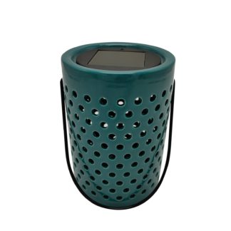 An Image of Homebase Edit Solar Solar Ceramic Holey Lantern Teal