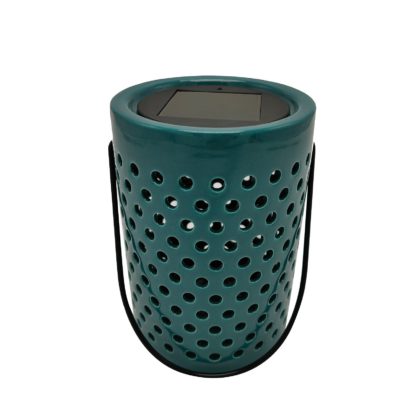 An Image of Homebase Edit Solar Solar Ceramic Holey Lantern Teal