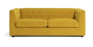 An Image of Habitat Nina 3 Seater Fabric Sofa Bed - Yellow