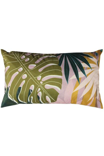 An Image of 'Leafy' Palm Rectangular Water & UV Resistant Outdoor Cushion