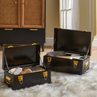 An Image of Set of 2 Black Metal Trunk Black