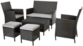 An Image of Argos Home 6 Seater Rattan Effect Sofa Set - Dark Grey