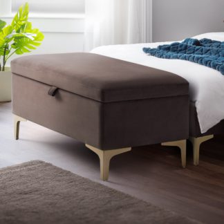 An Image of Deco Velvet Storage Bench Brown