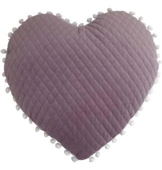 An Image of 'Large Heart Pom Pom' Quilted Cushion