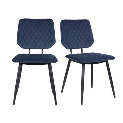 An Image of Austin Velvet Set of 2 Dining Chairs Black