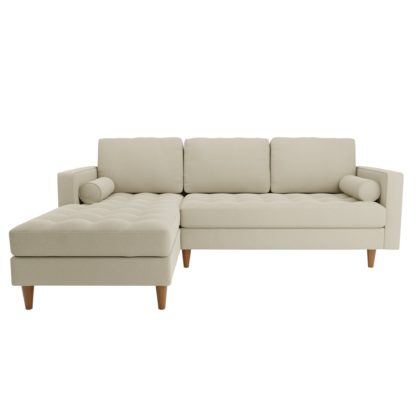 An Image of Zoe Luna Fabric Left Hand Corner Sofa Beige