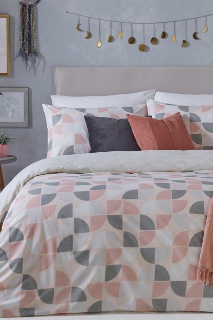 An Image of 'Luna' Geometric Reversible Duvet Cover Set