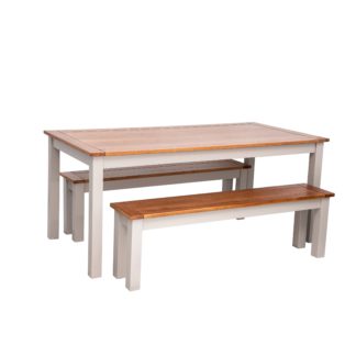 An Image of Clifford Large Dining Bench Set Grey