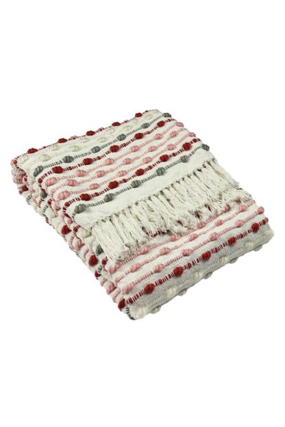 An Image of 'Dhadit' Woven Tufted Striped Throw