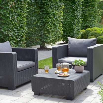 An Image of Salta 2 Seater Balcony Set Dark Grey