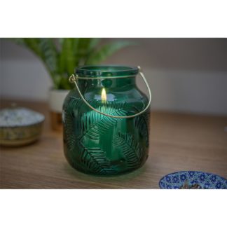 An Image of Lifestyle Green Glass Garden Lantern