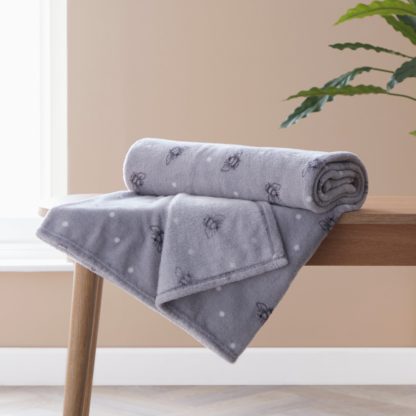 An Image of Bee Fleece Throw Grey