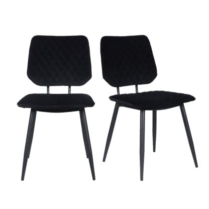 An Image of Austin Velvet Set of 2 Dining Chairs Black