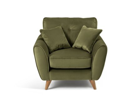 An Image of Habitat Isla Velvet Armchair - Green