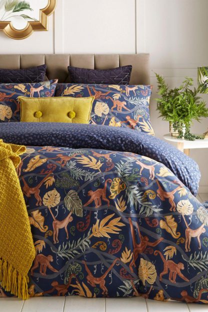 An Image of 'Monkey Forest' Vibrant Jungle Duvet Cover Set