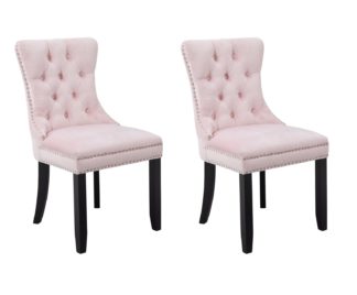 An Image of Argos Home Princess Pair of Velvet Chairs - Blush