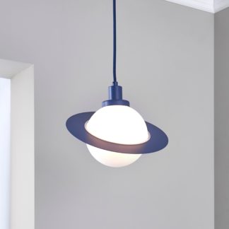 An Image of Saturn 1 Light Pendant Ceiling Fitting Blue