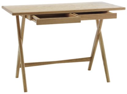 An Image of Habitat Roscoe Oak Desk with 2 Drawers