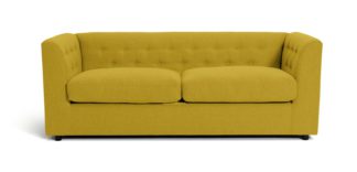An Image of Habitat Nina 3 Seater Fabric Sofa - Yellow