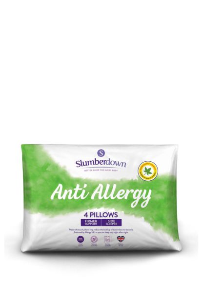 An Image of 4 Pack Anti Allergy Medium Support Pillows