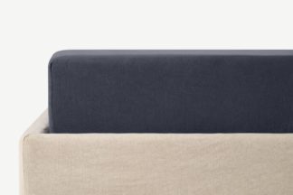 An Image of Brisa 100% Linen Fitted Sheet, Double, Navy